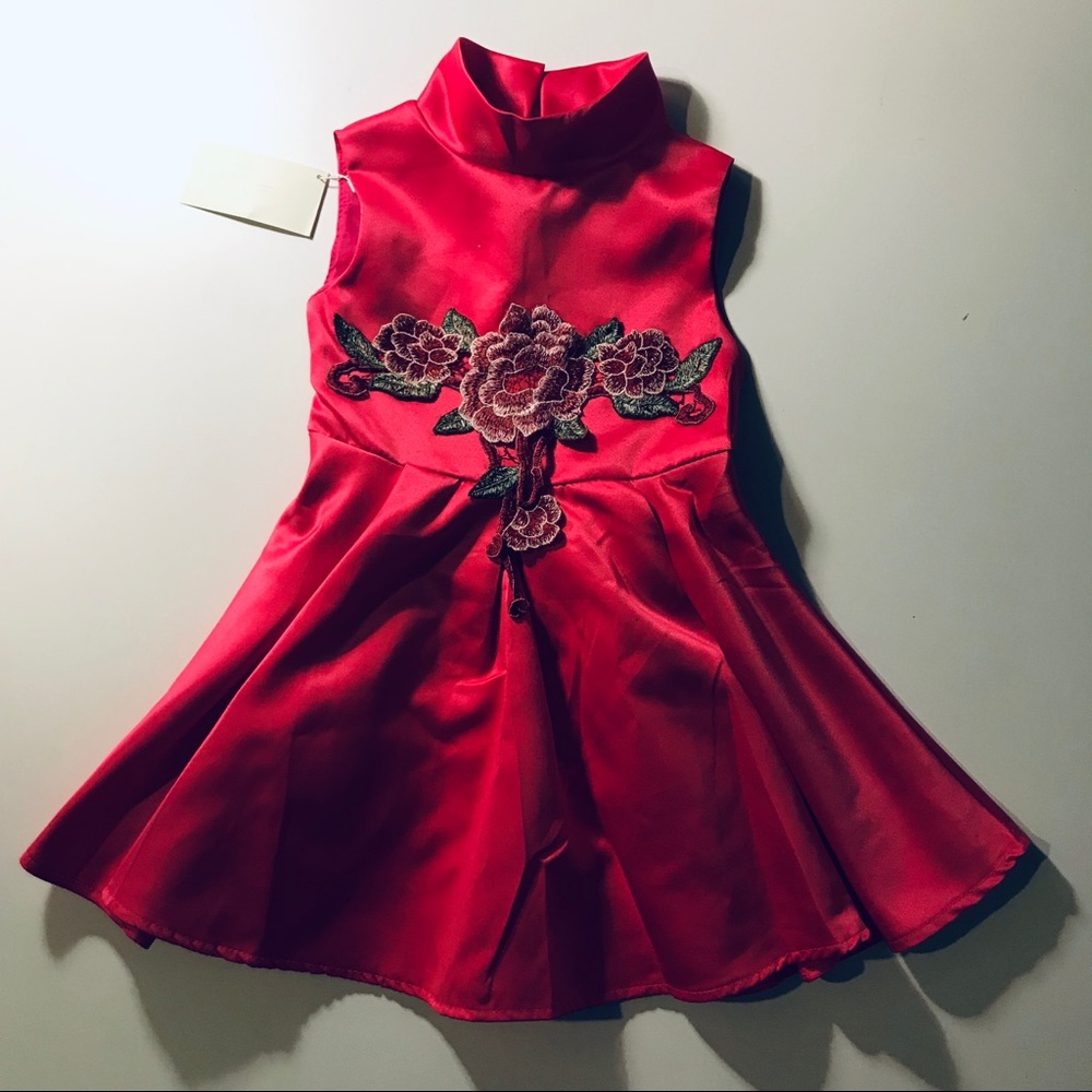 AS IS -Trish Scully satin rose bold pink dress